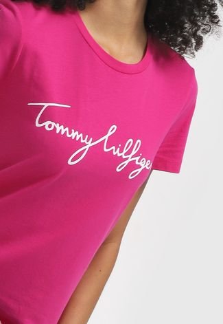 Camiseta Tommy Hilfiger Logo Rosa - Compre Agora