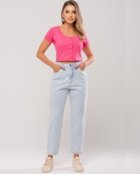 Calça Jeans Mom Feminina Cintura Alta 101vibes 100% Algodão 00101 Ice Consciência - Marca Consciência