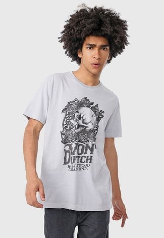 Camiseta Von Dutch Skull & Roses Cinza