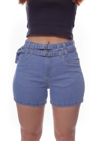 Shorts Jeans Feminino Com Cinto Crocker