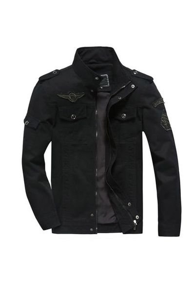  Bomber Jacket - Chaqueta de calle para hombre, color sólido,  chaqueta gruesa, Negro, S : Ropa, Zapatos y Joyería