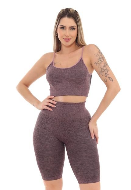 Conjunto Top E Bermuda Fitness Empina E Levanta Bumbum Academia Marsala - Marca GARAIS MODA