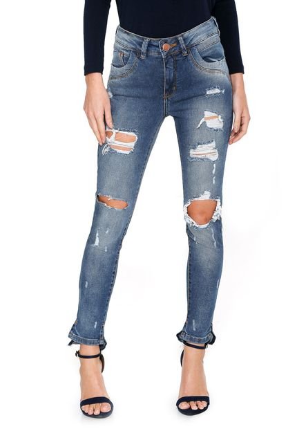 Calça Jeans Zune Skinny Destroyed Azul - Marca Zune