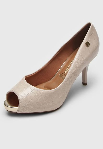 Peep Toe Vizzano Verniz Bege - Marca Vizzano