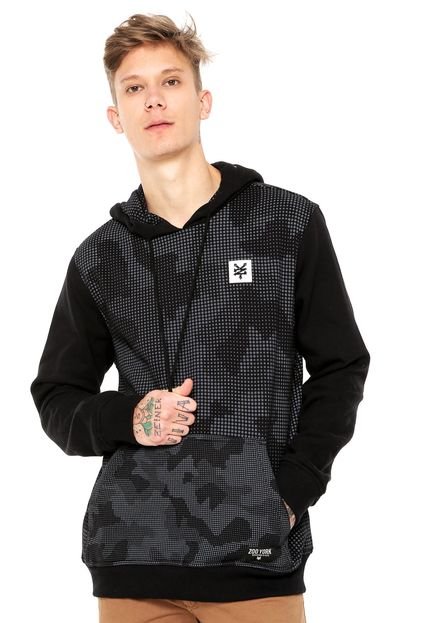 Moletom Flanelado Fechado Zoo York Raglan Camo On Preto - Marca Zoo York