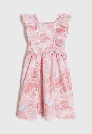 Vestido Colorittá Infantil Folhagem Rosa