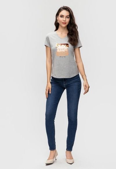 Polera Print Abstracto Mujer Gris Fashion Park Compra Ahora