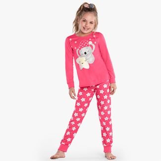 Pijama Infantil Menina Kyly Brilha no Escuro Rosa
