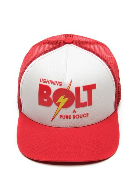 Boné Lightning Bolt Trucker A Pure Source Vermelho/Branco - Marca Lightning Bolt