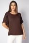 Blusa Morcego Amazonia Vital Malha Gola Canoa Manga Curta Marrom - Marca Amazonia Vital