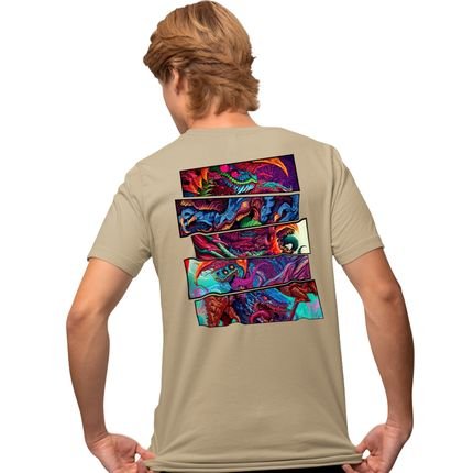 Camisa Camiseta Genuine Grit Masculina Estampada Algodão 30.1 Hyper Beast - P - Caqui - Marca Genuine
