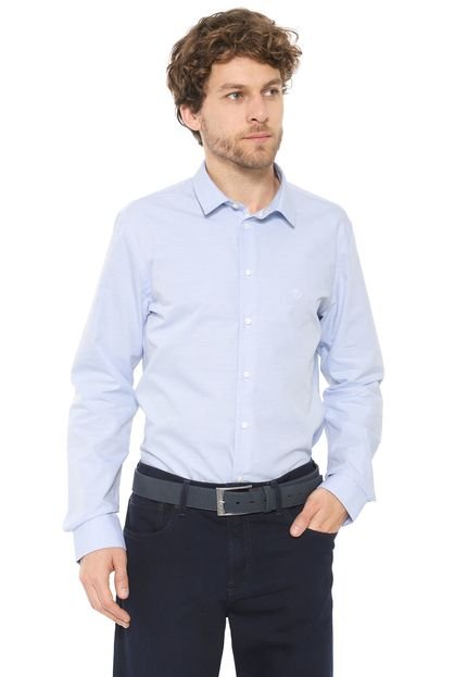 Camisa Forum Slim Texturizada Azul/Branca - Marca Forum