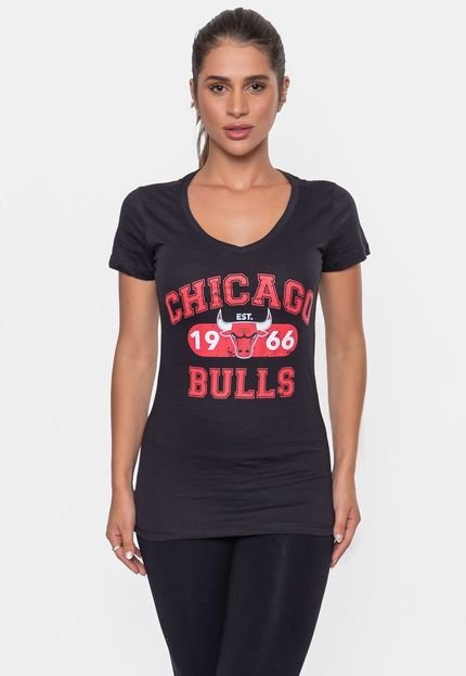 Camiseta NBA Feminina Club Chicago Bulls Preta - Marca NBA
