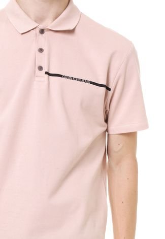 Camisa Polo Calvin Klein Jeans Reta Logo Bege