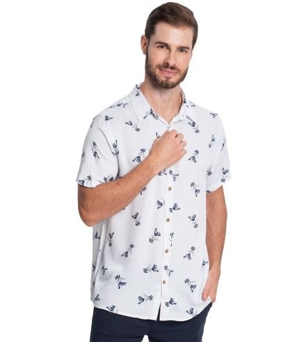 Camisa Masculina Estampa Floral Diametro Branco - Marca Diametro