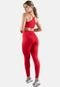 Calça Legging Suplex 4 Estações Cós Alto Liso Fitness Feminino Academia Vermelho - Marca 4 Estações