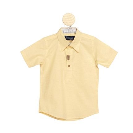 Camisa Social Teodoro MC Infantil Lisa Gola Macia Conforto Branco 8 Branco Amarelo - Marca TEODORO CAMISARIA