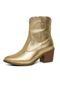 Bota Texana Western Bico Fino Cano Curto Country Couro Metalizado Ouro Kuento Shoes - Marca KUENTO SHOES