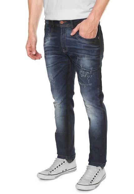 Calça Jeans Zune Skinny Estonada Azul-marinho - Marca Zune
