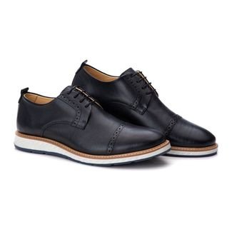 Sapato Oxford Masculino Brogue Premium Couro Confort Andora Preto