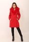 Jaqueta Sobretudo Botões com Pelos Inverno Yasminna  Vermelho - Marca Cia do Vestido