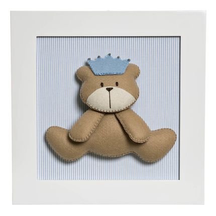 Menor preço em Quadro Decorativo Urso Príncipe Quarto Bebê Infantil Menino Potinho de Mel Azul