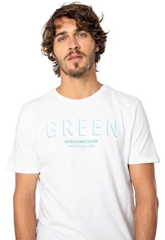 Camiseta Calvin Klein Jeans Réveillon Branca
