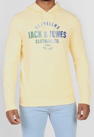 Blusa de Moletom Fechada Jack & Jones Bordado Amarelo