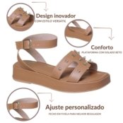 Sandália Feminina Plataforma Papete Flatform Fivela Marrom - Marca Angipé