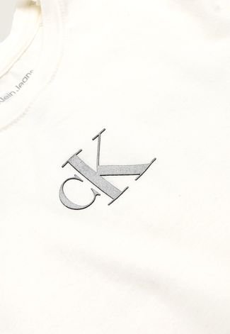 Camiseta Infantil Calvin Klein Kids Crop Off-White