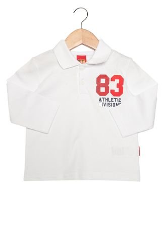 Camisa Polo Kyly Estampa Lateral Infantil Branca