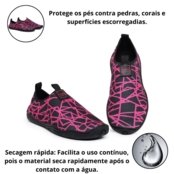 Kit Sapatilha Feminino Aqua01 Antiderrapante Confortável Para Piscina Praia Rosa   Relógio Led - Marca Yes Basic