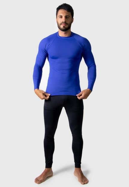 Camisa Térmica Adulto Masculina Segunda Pele Praia Surf Proteção Uv Esportiva 4 Estações Azul Royal - Marca 4 Estações