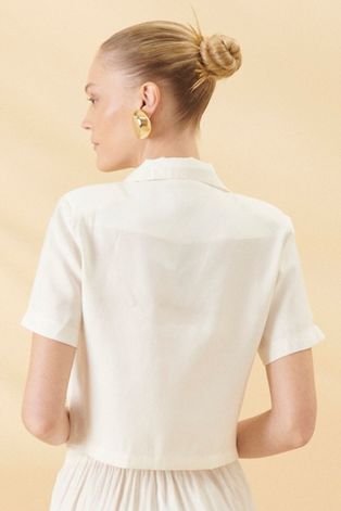 Camisa Cropped Feminina Lisa Smk Off White