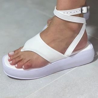 Sandalia Plataforma Papete Feminina Bia Ramos Branca