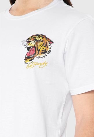 Camiseta Ed Hardy Tiger Signature Branca