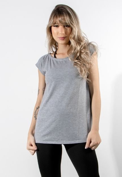 Blusa Furadinha Moda Feminina Fitness Soltinha Academia Treino RLC Modas Cinza Claro - Marca RLC Modas