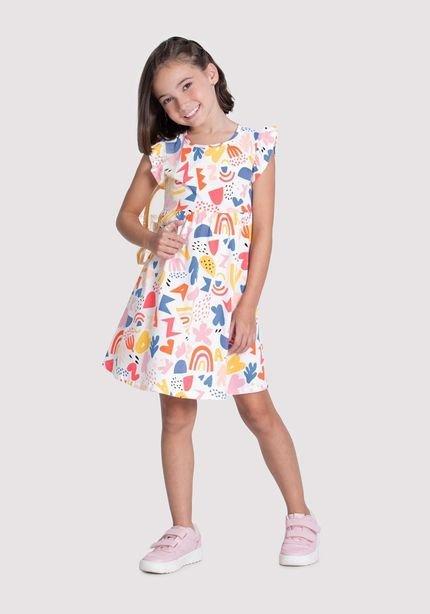Vestido Infantil Menina em Malha Estampado - Marca Alakazoo