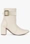 Bota Feminina Salto Alto Grosso bloco bico fino cano curto fivela Off White - Marca TAKATA BY RAFAEL TAKATA