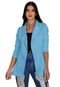 Blazer Feminino Maxi Alfaiataria Acinturado Manga Longa Terninho Casaco Longo Azul - Marca Meimi Amores