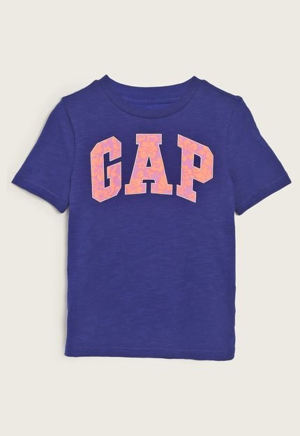 Camiseta Infantil GAP Logo Floral Azul - Marca GAP