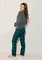Pijama Flanela Xadrez Winter Verde e Azul Feminino - Marca Hygge Homewear