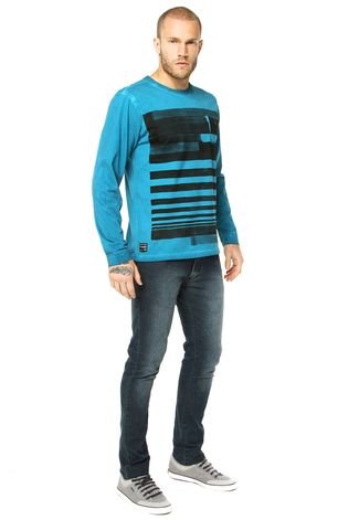 Camiseta Oakley Mod Low Stripes Ls Sp Jet Azul