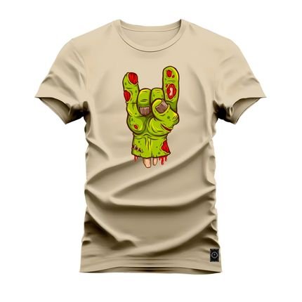Camiseta Plus Size Agodão T-Shirt Unissex Premium Macia Estampada The Rock Show - Bege - Marca Nexstar