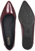 Sapatilha Feminina Bico Fino Verniz Rasteira Flat Lisa Básica Casual Social Bordô - Marca Gigil