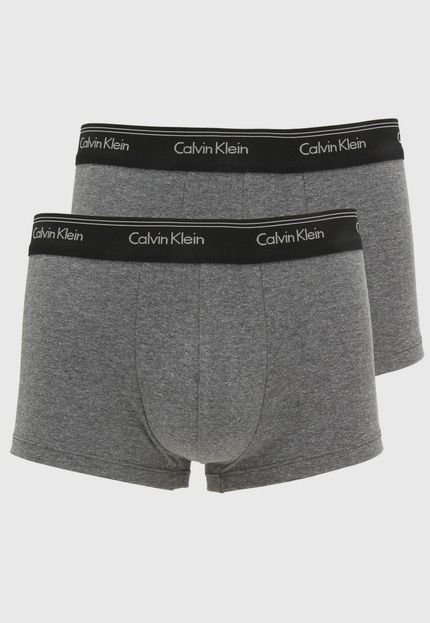 Kit 2pçs Cueca Calvin Klein Underwear Boxer Logo Cinza - Marca Calvin Klein Underwear