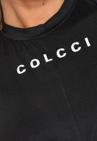 Regata Cropped Colcci Fitness Logo Preta - Compre Agora