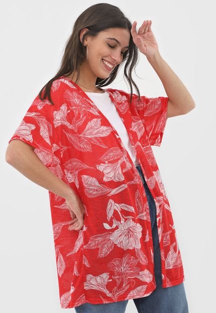 Kimono Marialícia Folhagem Vermelho - Marca Marialícia
