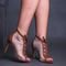 Sandália Feminina Perla Ankleboot Tule com Cadarço Ajustável Bico Folha Caramelo - Marca Pé Vermelho Calçados