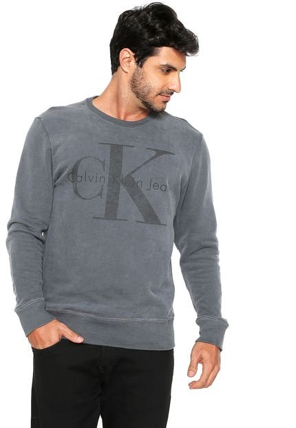 Moletom Fechado Calvin Klein Jeans Logo Cinza - Marca Calvin Klein Jeans